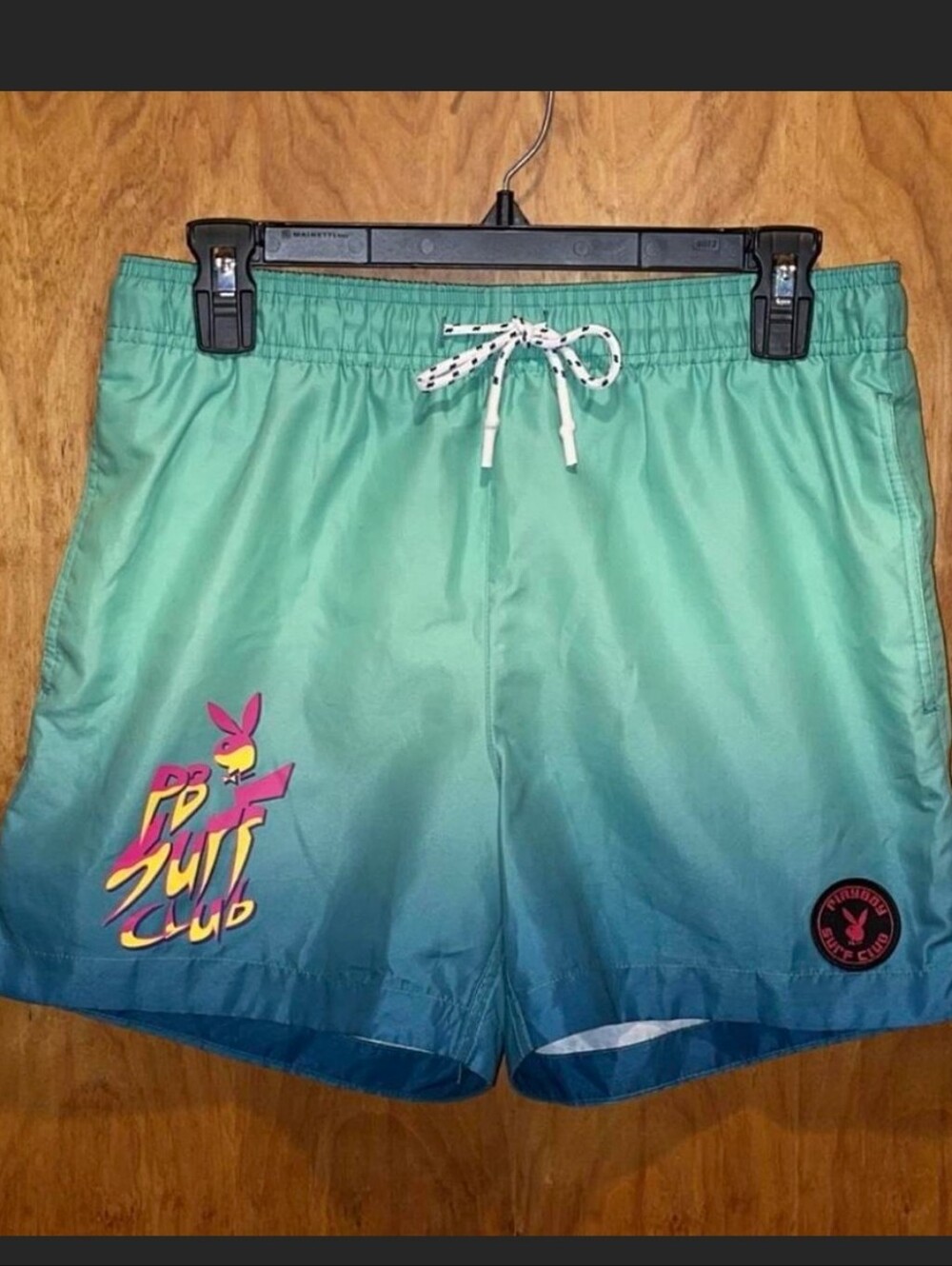 PACSUN PLAYBOY Teal to Blue Gradient Men's Swim Shorts SZ small